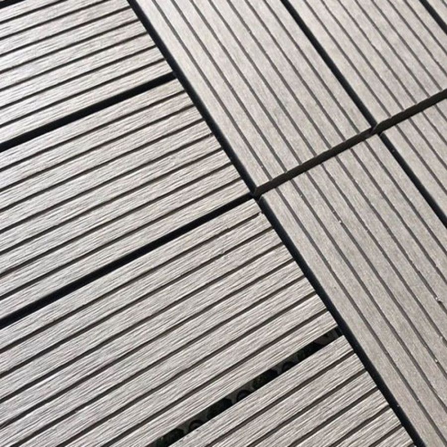 WPC Interlocking Floor Tiles – Light Grey 0