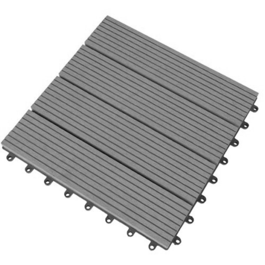WPC Interlocking Floor Tiles – Light Grey