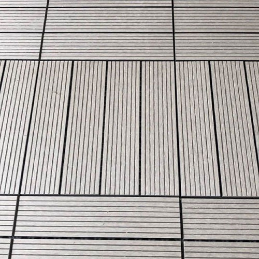 WPC Interlocking Floor Tiles – Light Grey 1