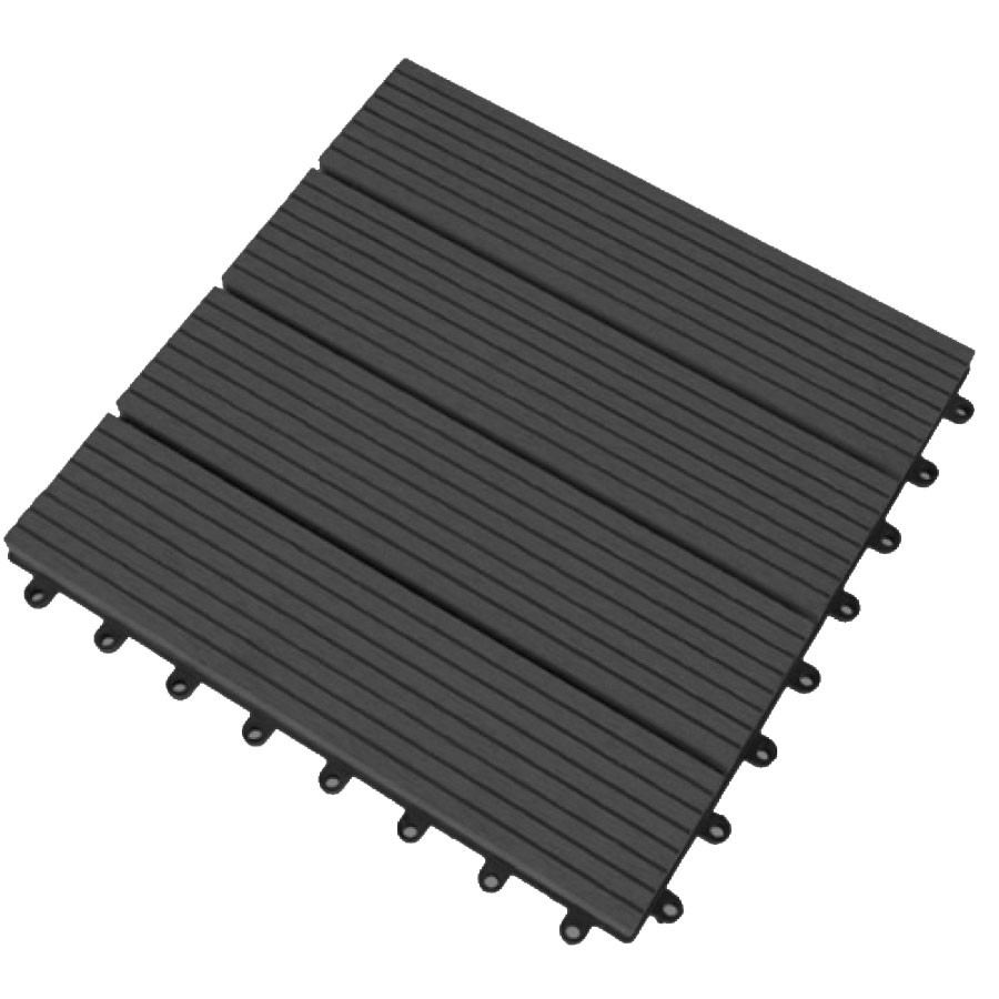 WPC Interlocking Floor Tiles - Charcoal